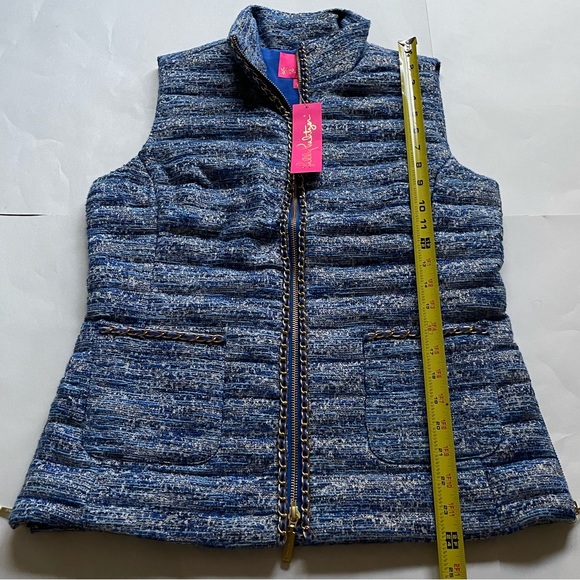 NWT Lilly Pulitzer Noella Resort Boucle Blue Vest Small Pockets Preppy Southern - Picture 10 of 11